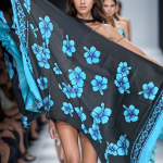 Hibiscus style pareos unique prints - Light Blue